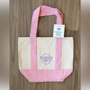 Trader Joe's Mini Canvas Tote Bag Spring 2026 Pastel Pink NWT